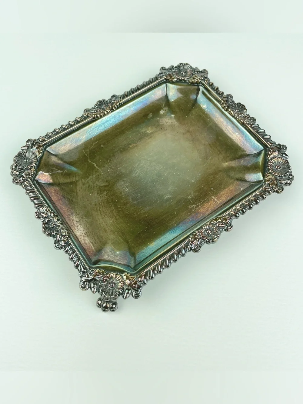 VTG Rideau Plate Silver Plated EP Copper Decorative Footed Soap Dish Victorian